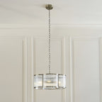 Endon Ridgeton Scallop 5 Light Pendant Light in Antique Brass with Clear Ribbed Glass