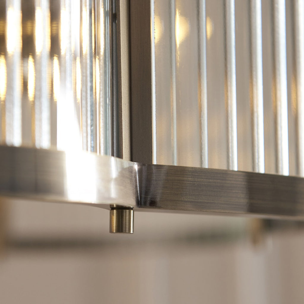 Endon Ridgeton Scallop 5 Light Pendant Light in Antique Brass with Clear Ribbed Glass