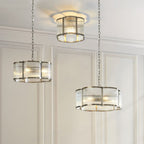 Endon Ridgeton Scallop 5 Light Pendant Light in Antique Brass with Clear Ribbed Glass