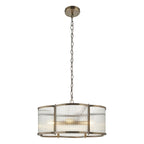 Endon Ridgeton Scallop 5 Light Pendant Light in Antique Brass with Clear Ribbed Glass