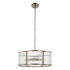 Endon Ridgeton Scallop 5 Light Pendant Light in Antique Brass with Clear Ribbed Glass
