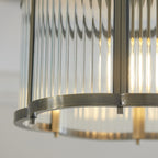 Endon Ridgeton Scallop Flush Ceiling Light in Antique Brass with Clear Ribbed Glass