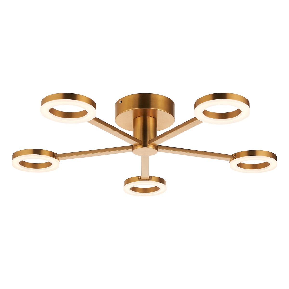 Endon Scout 5 Light Semi Flush Ceiling Light in Warm Brass