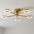Endon Scout 5 Light Semi Flush Ceiling Light in Warm Brass