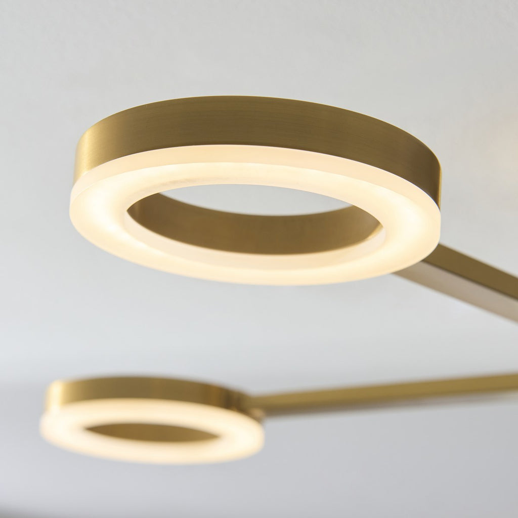 Endon Scout 5 Light Semi Flush Ceiling Light in Warm Brass