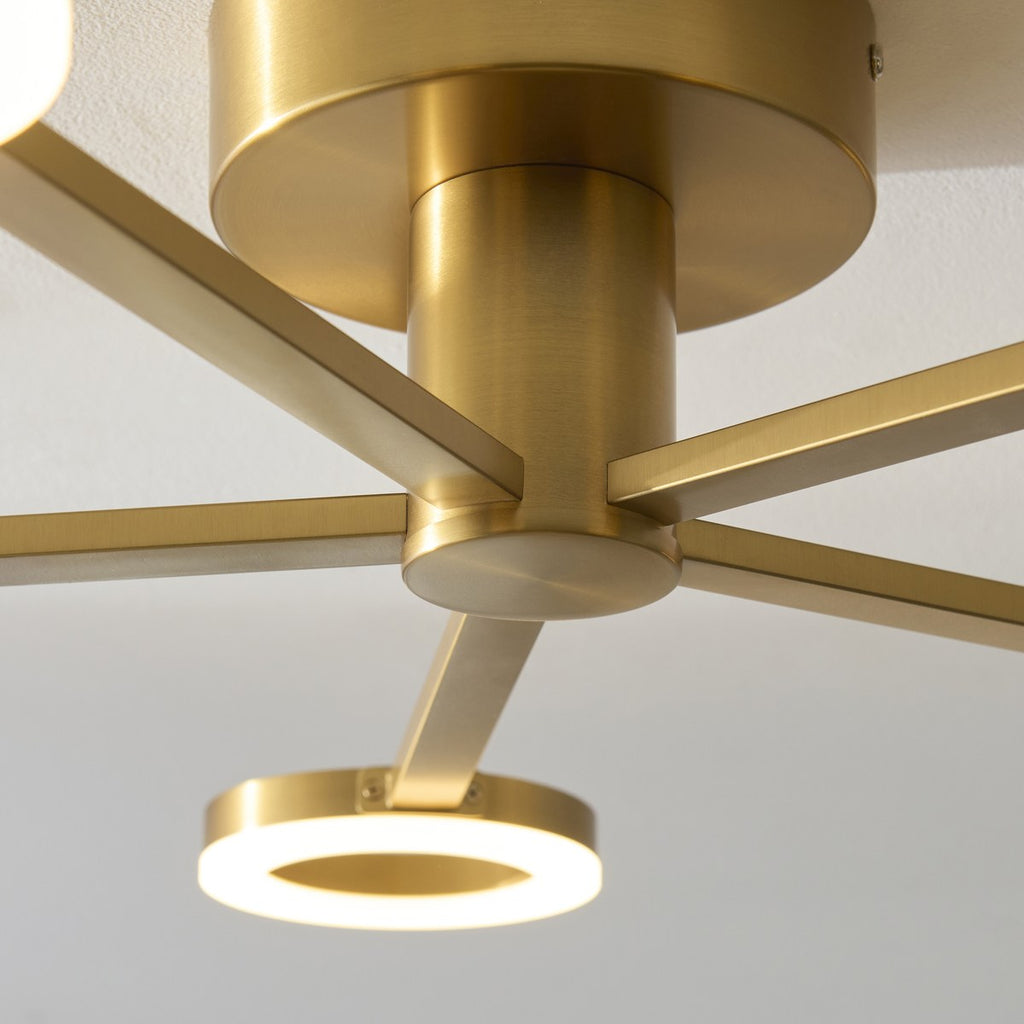 Endon Scout 5 Light Semi Flush Ceiling Light in Warm Brass