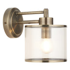 Endon Ridgeton Wall Light in Antique Brass with Clear Ribbed Glass