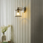 Endon Ridgeton Wall Light in Antique Brass with Clear Ribbed Glass