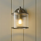 Endon Ridgeton Wall Light in Antique Brass with Clear Ribbed Glass
