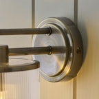 Endon Ridgeton Wall Light in Antique Brass with Clear Ribbed Glass