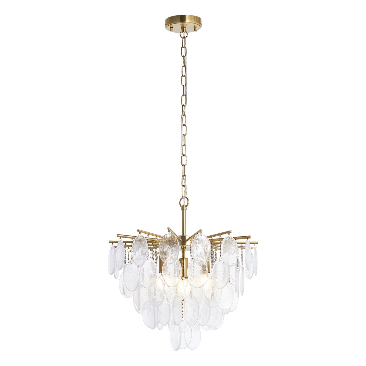 Endon Loretta 3 Light Pendant Light in Brushed Aged Brass with Clear Bubble Glass