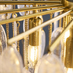 Endon Loretta 3 Light Pendant Light in Brushed Aged Brass with Clear Bubble Glass