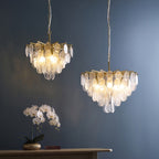 Endon Loretta 3 Light Pendant Light in Brushed Aged Brass with Clear Bubble Glass