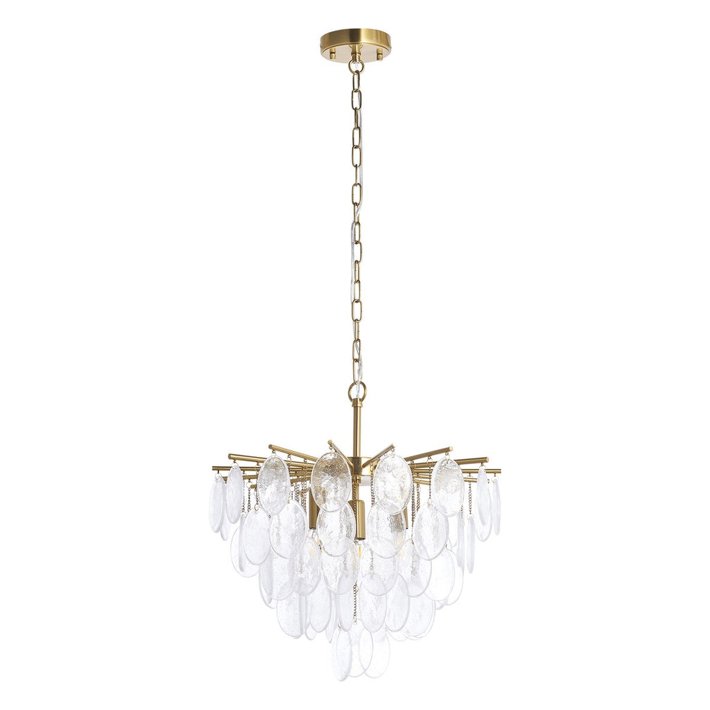 Endon Loretta 3 Light Pendant Light in Brushed Aged Brass with Clear Bubble Glass