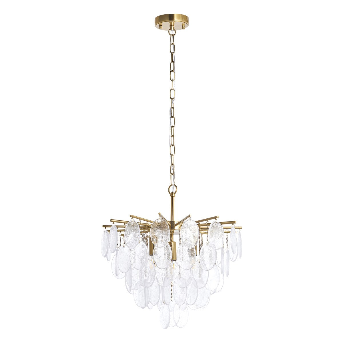 Endon Loretta 3 Light Pendant Light in Brushed Aged Brass with Clear Bubble Glass