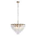 Endon Loretta 5 Light Pendant Light in Brushed Aged Brass with Clear Bubble Glass