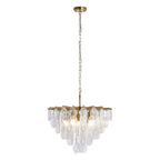 Endon Loretta 5 Light Pendant Light in Brushed Aged Brass with Clear Bubble Glass