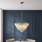 Endon Loretta 5 Light Pendant Light in Brushed Aged Brass with Clear Bubble Glass