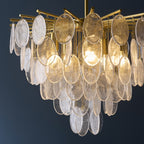 Endon Loretta 5 Light Pendant Light in Brushed Aged Brass with Clear Bubble Glass
