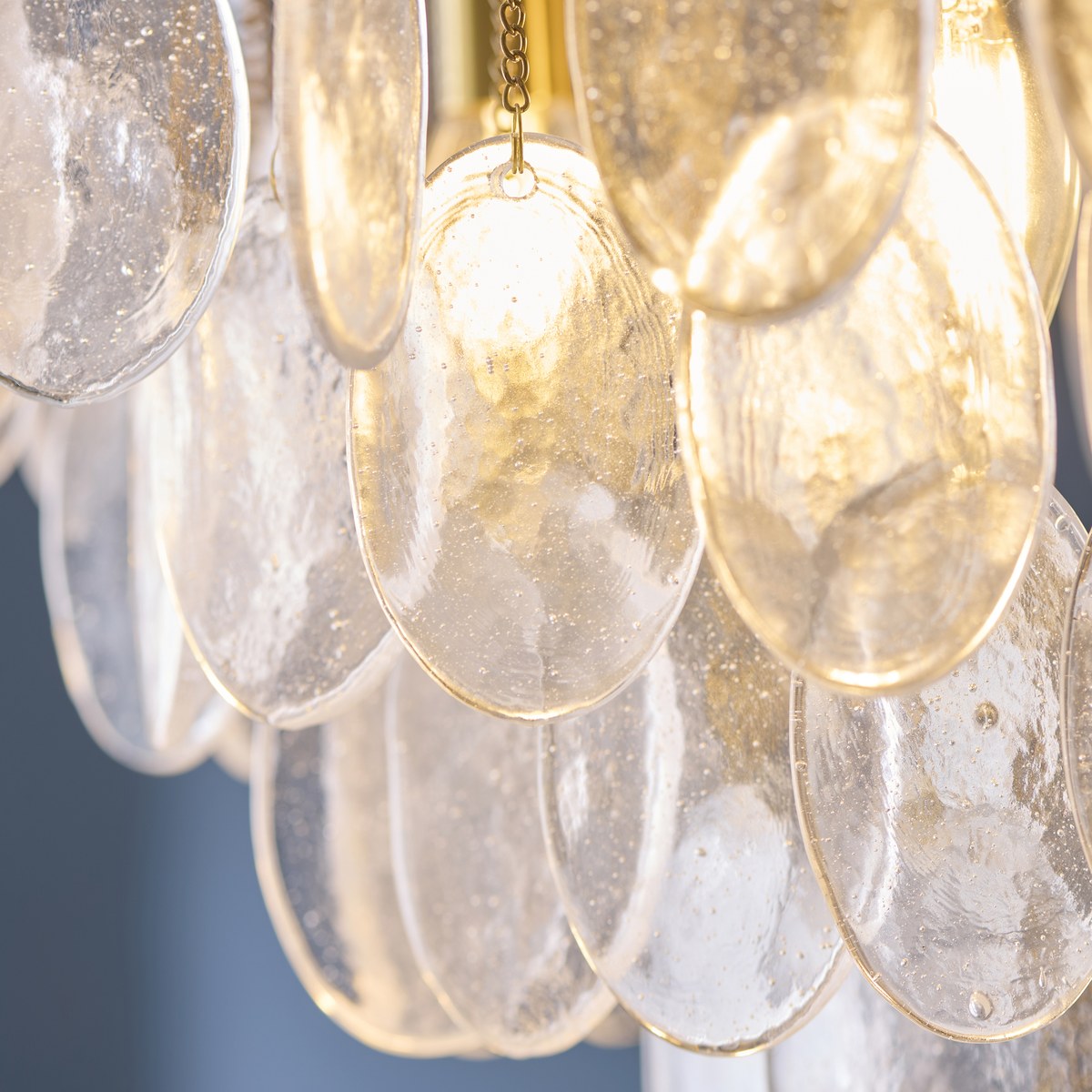 Endon Loretta 5 Light Pendant Light in Brushed Aged Brass with Clear Bubble Glass