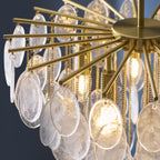 Endon Loretta 5 Light Pendant Light in Brushed Aged Brass with Clear Bubble Glass