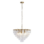 Endon Loretta 5 Light Pendant Light in Brushed Aged Brass with Clear Bubble Glass