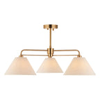 Endon Wallbridge 3 Light Semi Flush Ceiling Light in Brushed Aged Brass with Natural Linen Shades