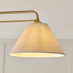 Endon Wallbridge 3 Light Semi Flush Ceiling Light in Brushed Aged Brass with Natural Linen Shades