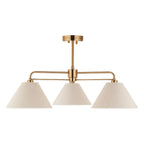 Endon Wallbridge 3 Light Semi Flush Ceiling Light in Brushed Aged Brass with Natural Linen Shades