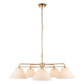 Endon Wallbridge 5 Light Pendant Light in Brushed Aged Brass with Natural Linen Shades