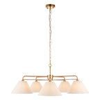 Endon Wallbridge 5 Light Pendant Light in Brushed Aged Brass with Natural Linen Shades
