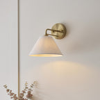 Endon Wallbridge Wall Light in Brushed Aged Brass with Natural Linen Shade