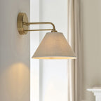 Endon Wallbridge Wall Light in Brushed Aged Brass with Natural Linen Shade