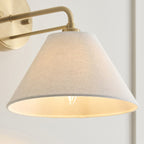Endon Wallbridge Wall Light in Brushed Aged Brass with Natural Linen Shade