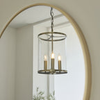 Endon Hebden 3 Light Pendant Light in Antique Brass with Clear Glass