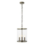 Endon Hebden 3 Light Pendant Light in Antique Brass with Clear Glass