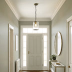 Endon Hebden Pendant Light in Antique Brass with Clear Glass
