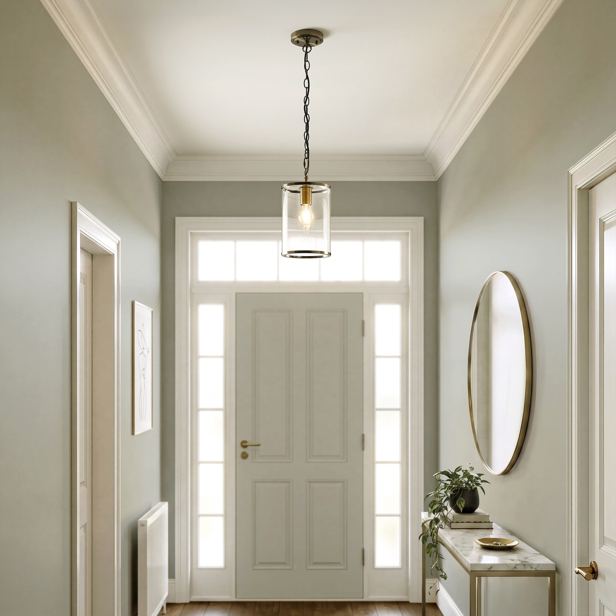 Endon Hebden Pendant Light in Antique Brass with Clear Glass
