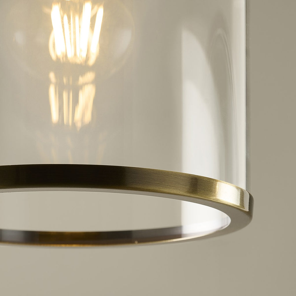 Endon Hebden Pendant Light in Antique Brass with Clear Glass