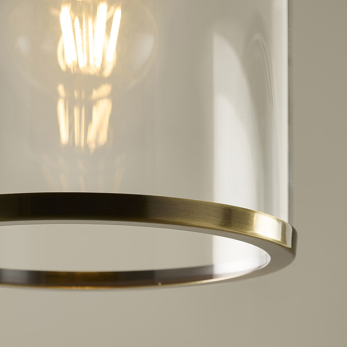 Endon Hebden Pendant Light in Antique Brass with Clear Glass