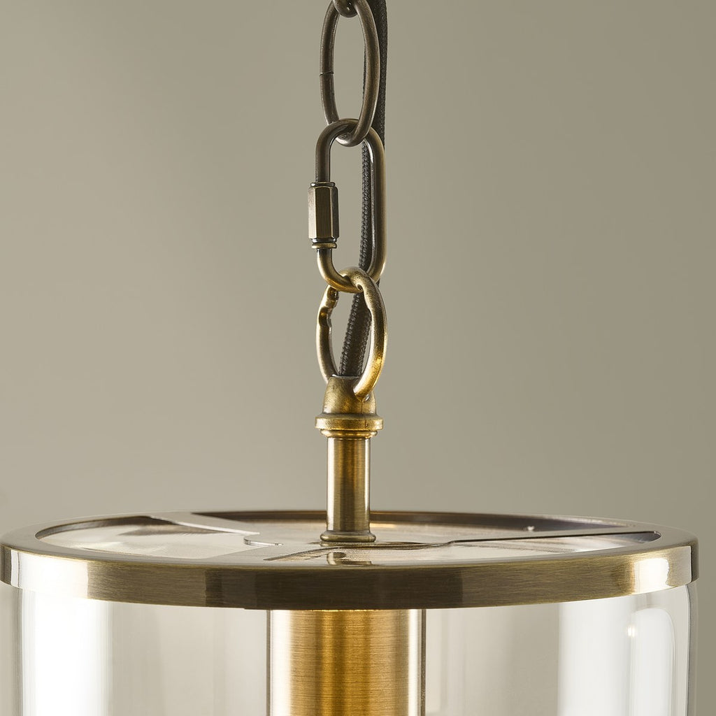 Endon Hebden Pendant Light in Antique Brass with Clear Glass