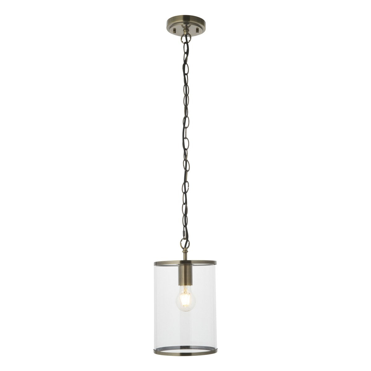 Endon Hebden Pendant Light in Antique Brass with Clear Glass