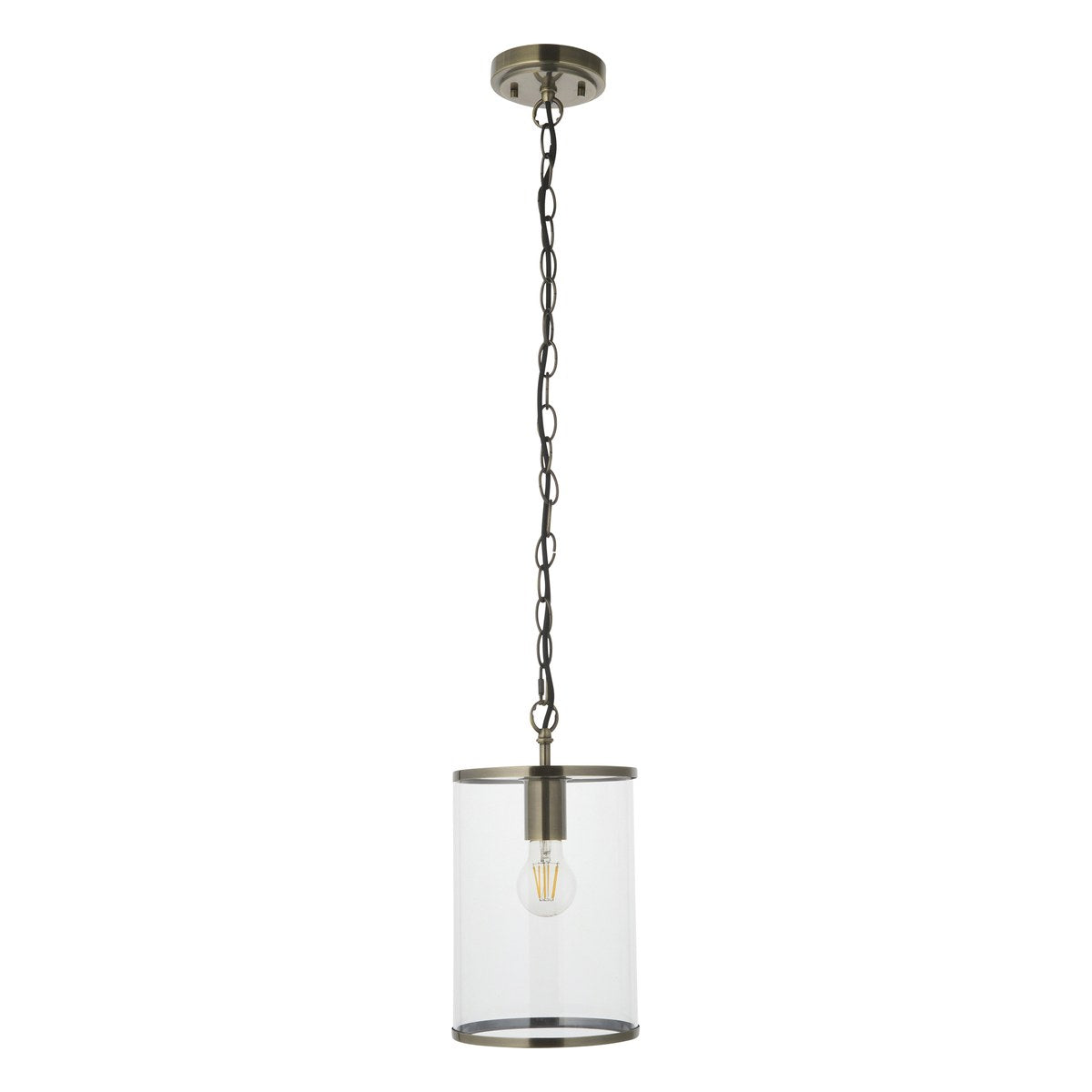 Endon Hebden Pendant Light in Antique Brass with Clear Glass