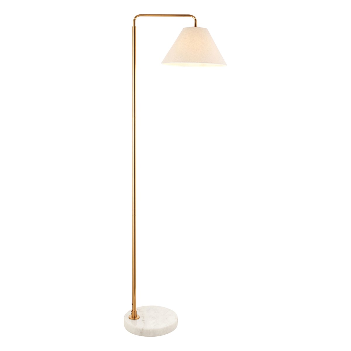 Endon Wallbridge Floor Lamp in Brushed Aged Brass with Natural Linen Shade