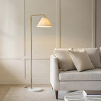 Endon Wallbridge Floor Lamp in Brushed Aged Brass with Natural Linen Shade