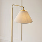 Endon Wallbridge Floor Lamp in Brushed Aged Brass with Natural Linen Shade