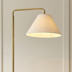 Endon Wallbridge Floor Lamp in Brushed Aged Brass with Natural Linen Shade