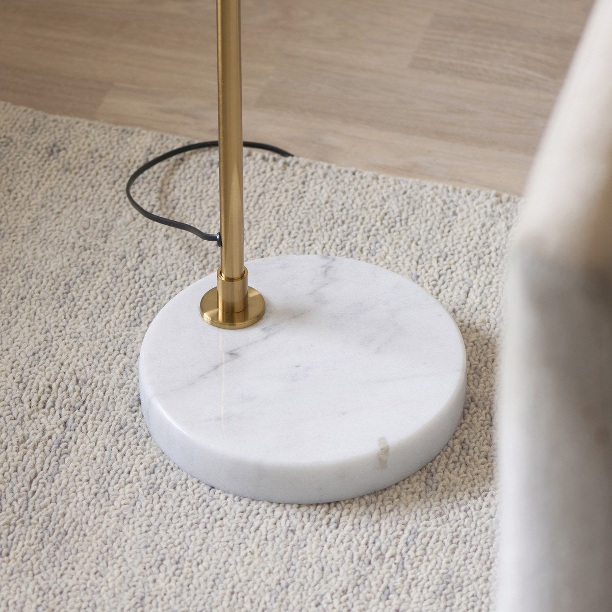 Endon Wallbridge Floor Lamp in Brushed Aged Brass with Natural Linen Shade