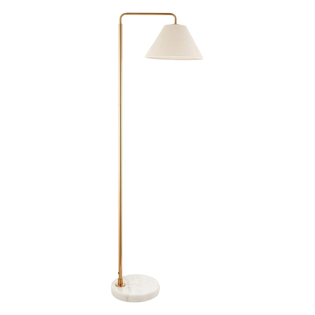 Endon Wallbridge Floor Lamp in Brushed Aged Brass with Natural Linen Shade