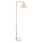 Endon Wallbridge Floor Lamp in Brushed Aged Brass with Natural Linen Shade